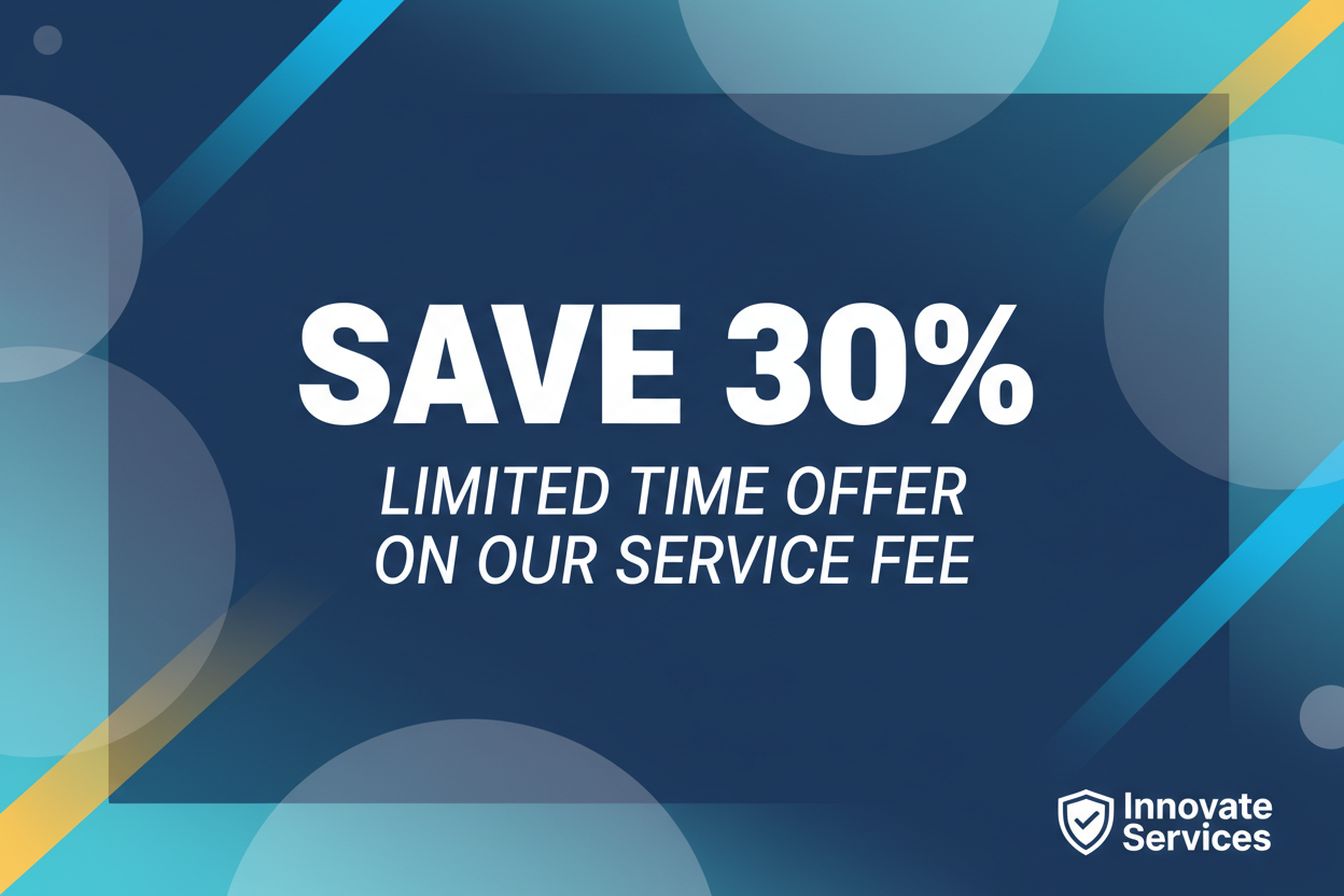 save 30% for a limited time, for our service fee